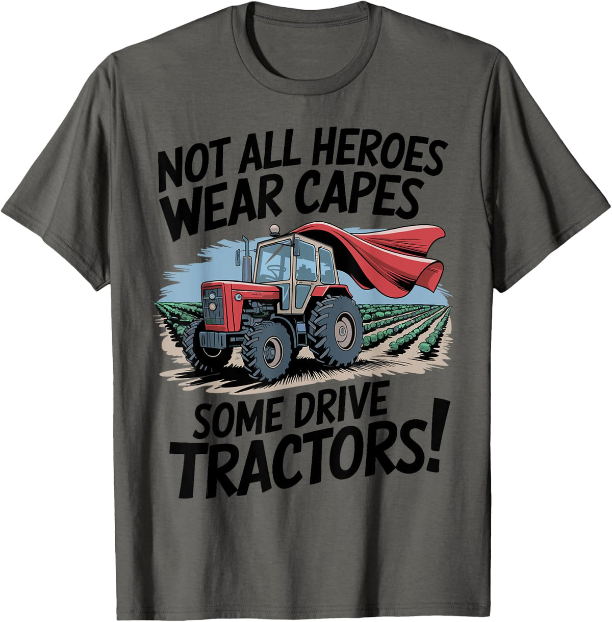 Superhero Tractor Farming Life Tee Cute Toddler Boys Farm T-Shirt - Asphalt Grey