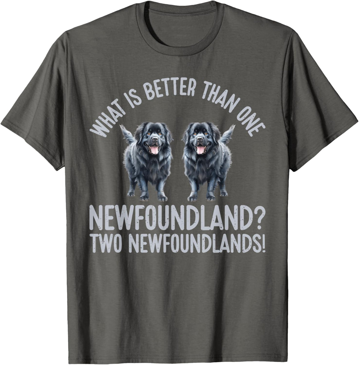 What is better than one Newfoundland two Newfoundlands Dog T-Shirt - Asphalt Grey