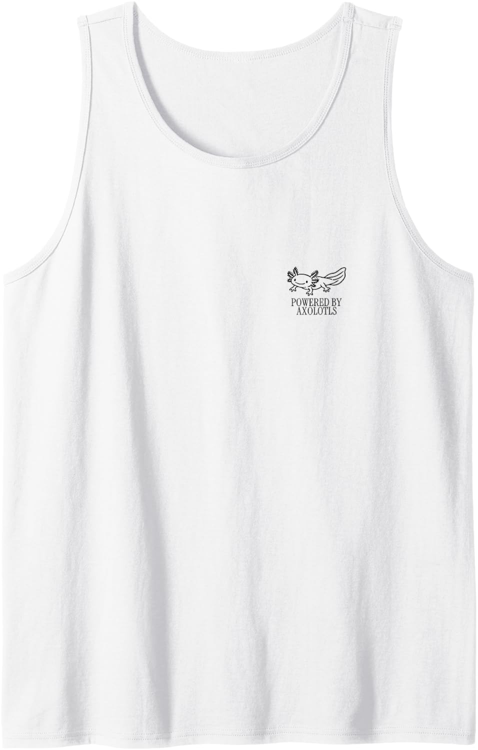 Powered By Axolotls Minimalist Aquatic Salamander Lover Sleeveless Tank Top - White