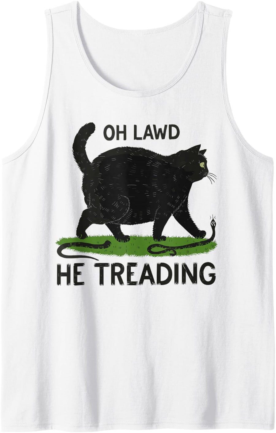 Oh Lawd He Treading Funny Fat Cat Lover Funny Memes Cat Mom Tank Top - White