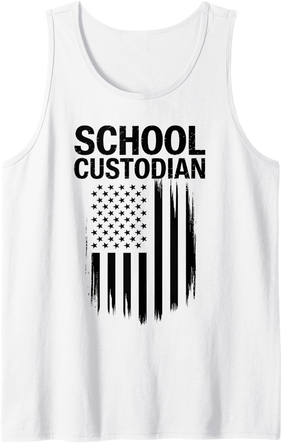 School Custodian American Flag Worker Sleeveless Tank Top - White