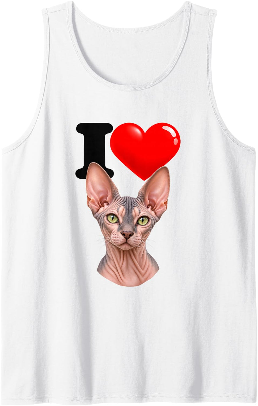 I Love Sphynx Cute Cat Mom Dad Sleeveless Tank Top - White