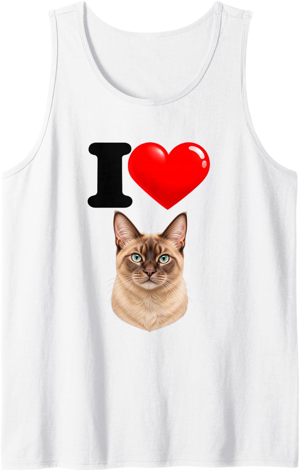 I Love Tonkinese Cute Cat Mom Dad Sleeveless Tank Top - White