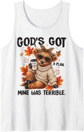 God's Got A Plan Mine was Terrible Christian Highland Cow Sleeveless Tank Top - White