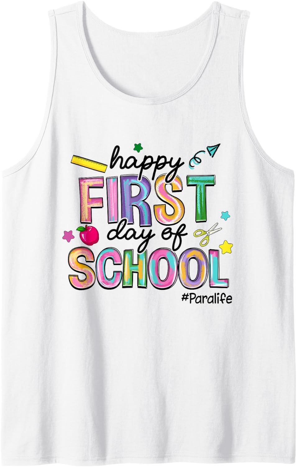 Back to School Sleeveless Tank Top - White