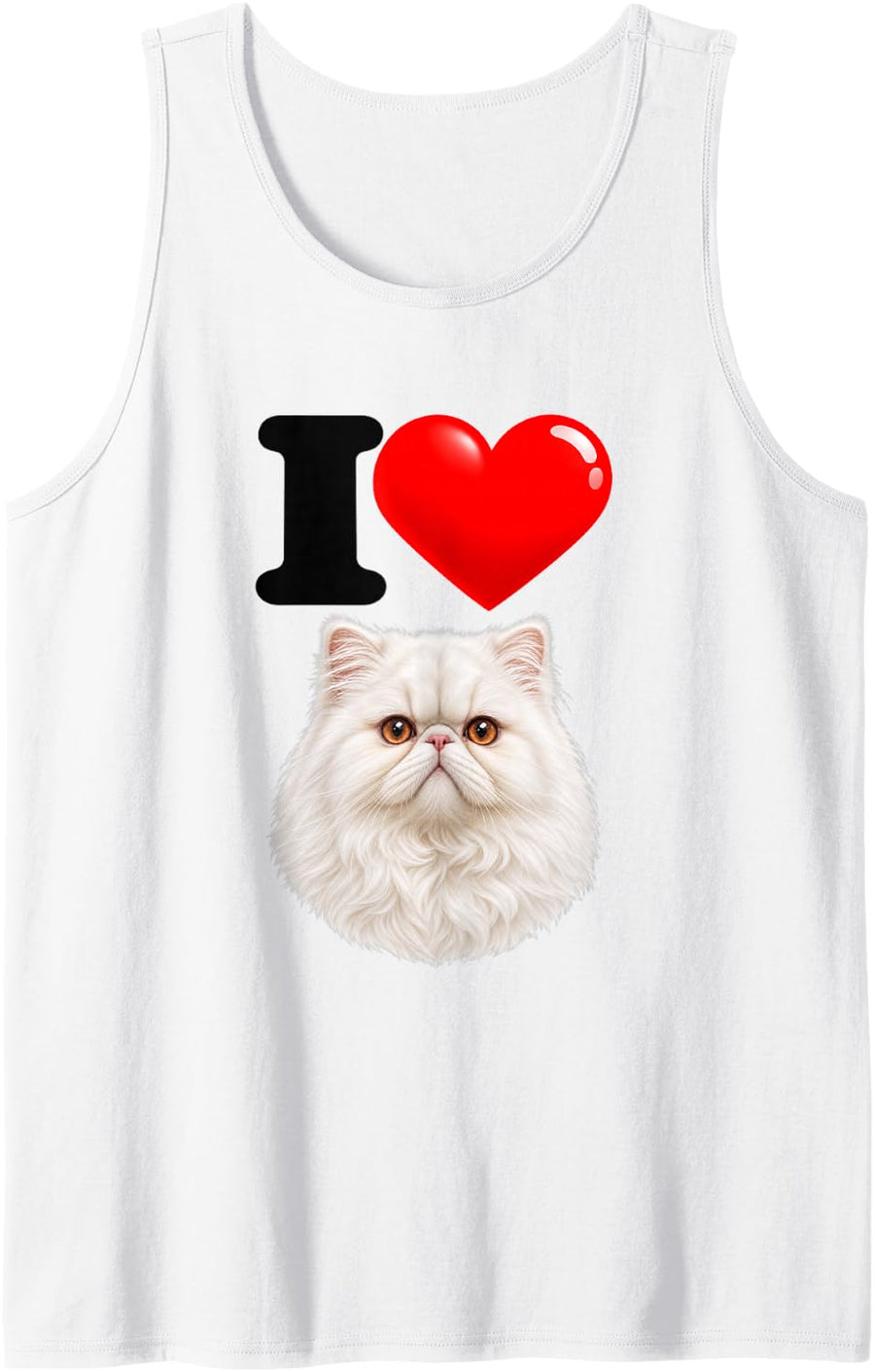 I Love Persian Cute Cat Mom Dad Sleeveless Tank Top - White