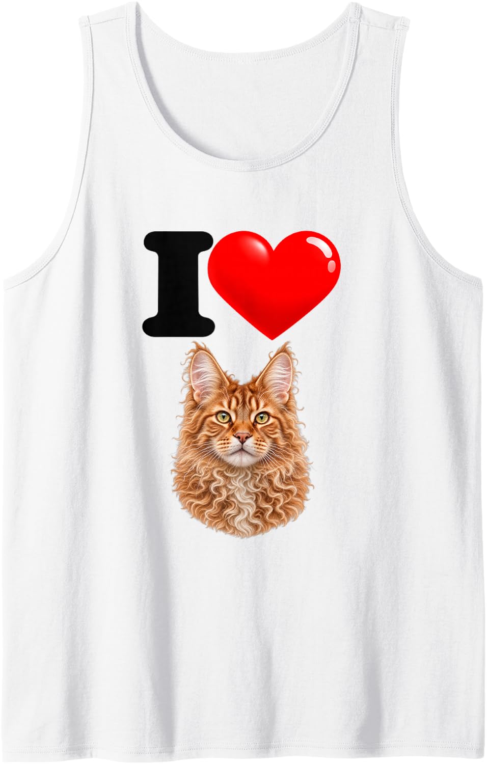 I Love LaPerm Cute Cat Mom Dad Sleeveless Tank Top - White