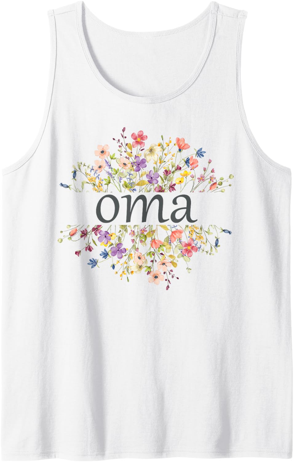 Oma Mothers Day For Grandma Women's Wildflower Floral Sleeveless Tank Top - White