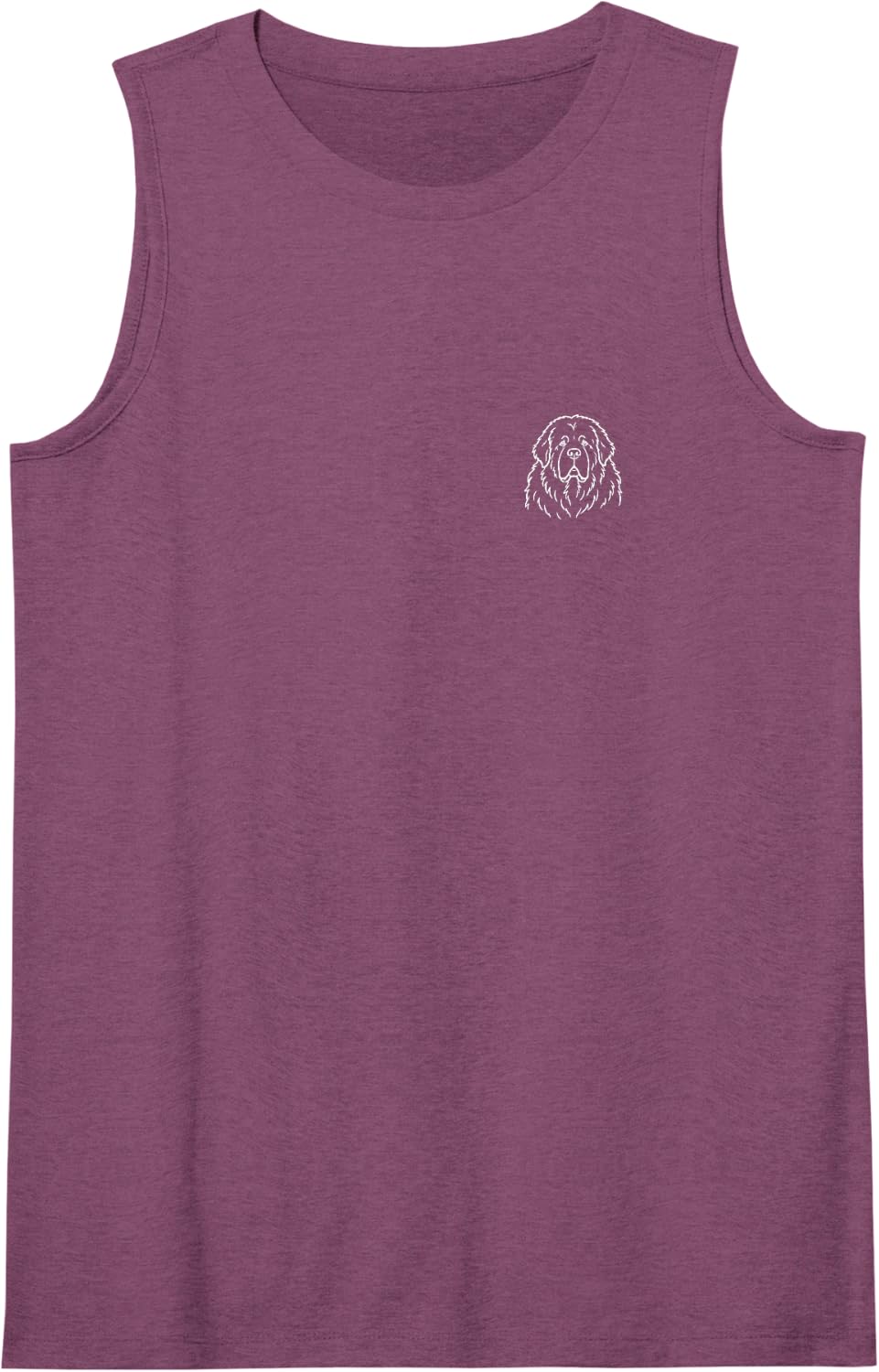 Newfoundland Dog Lover Cute Minimalist Doodle Pocket Sleeveless Tank Top - Purple