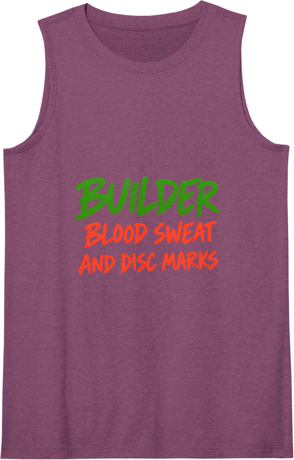 Builder Blood Sweat and Disc Marks Disc Golf Course Work Sleeveless Tank Top - Purple