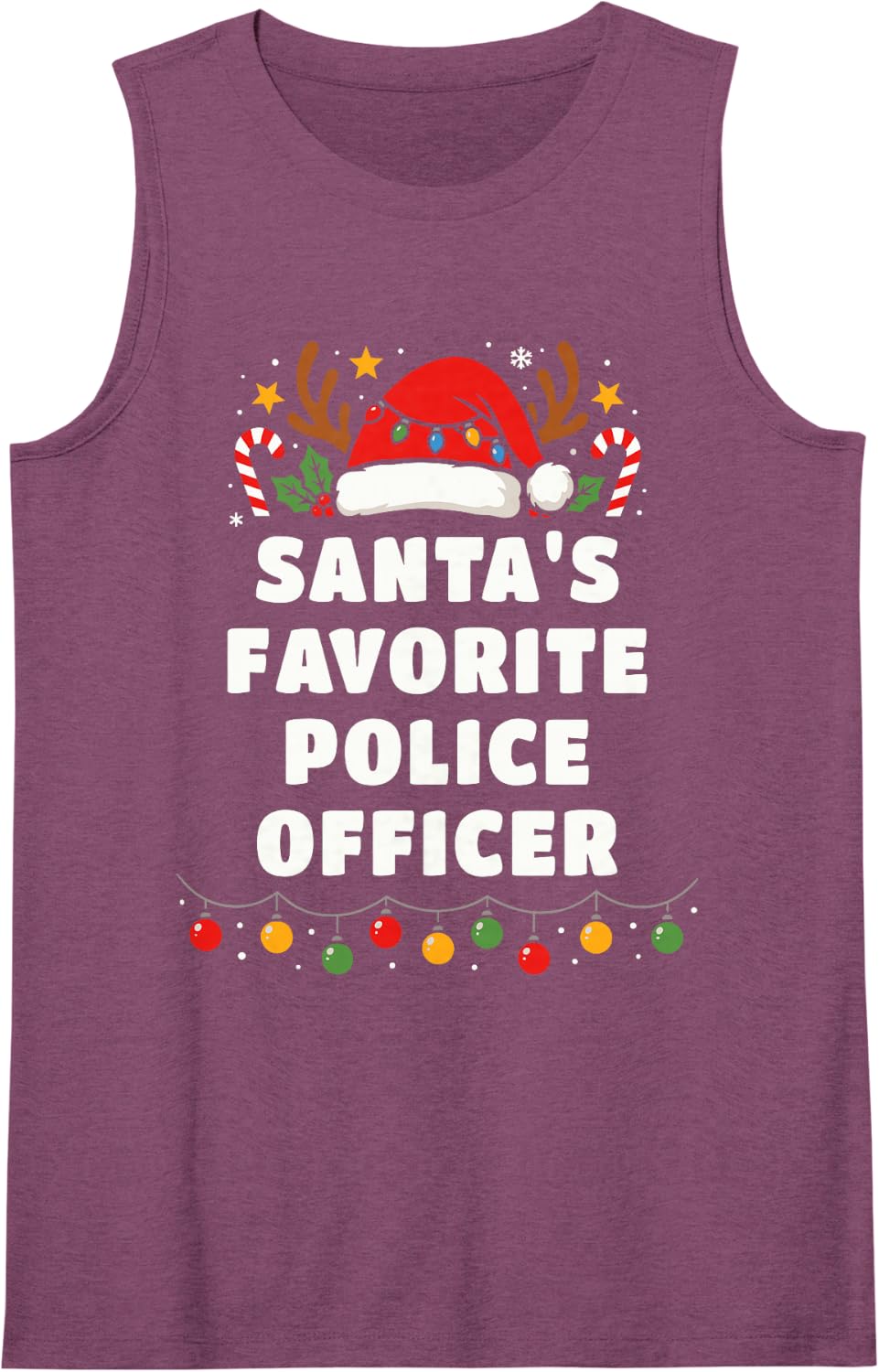 Santa's Favorite Police Officer Funny Christmas Pajama Sleeveless Tank Top - Purple