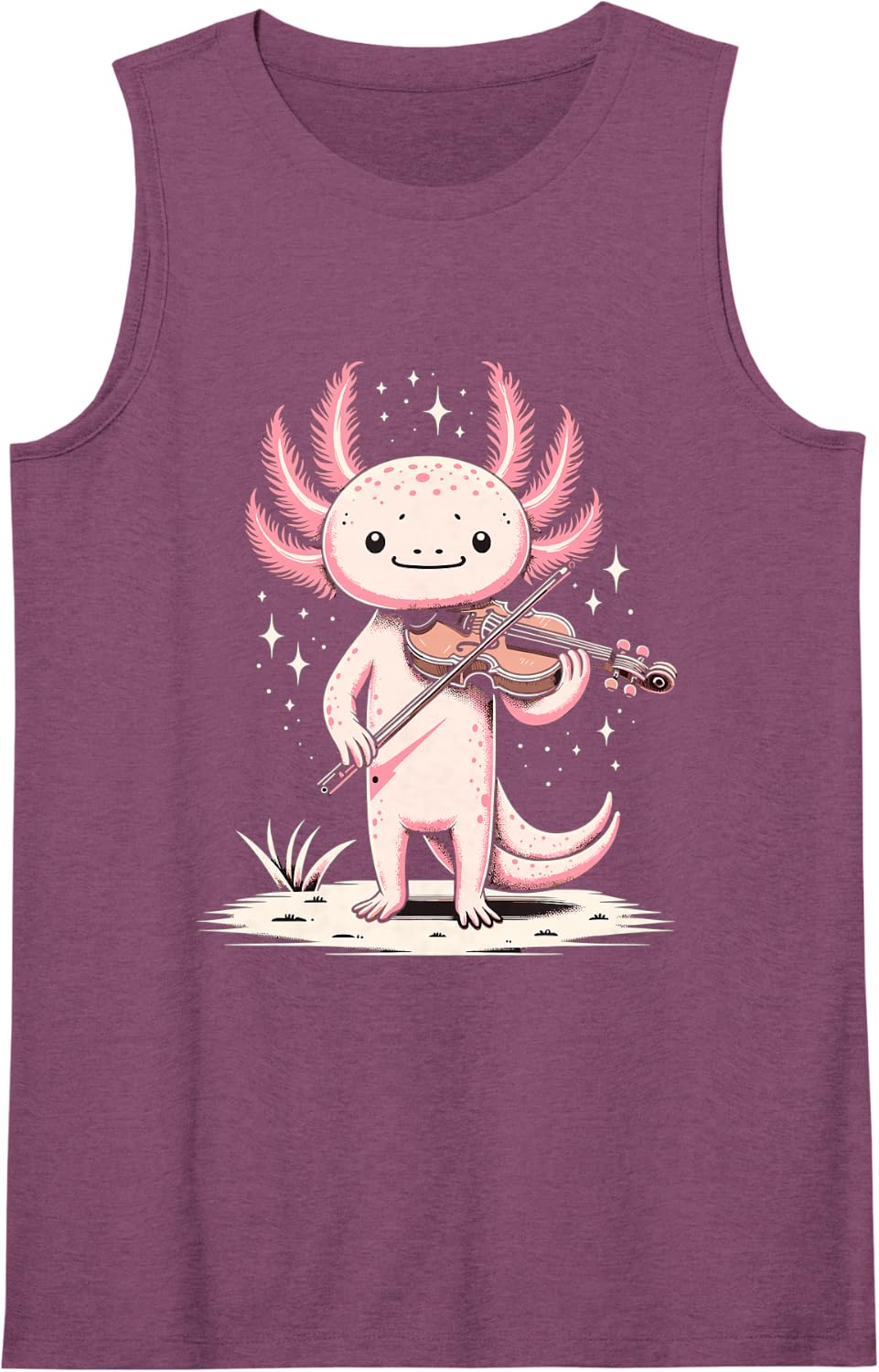 Cute Axolotl Playing Violin for Violinist Musical Orchestra Sleeveless Tank Top - Purple