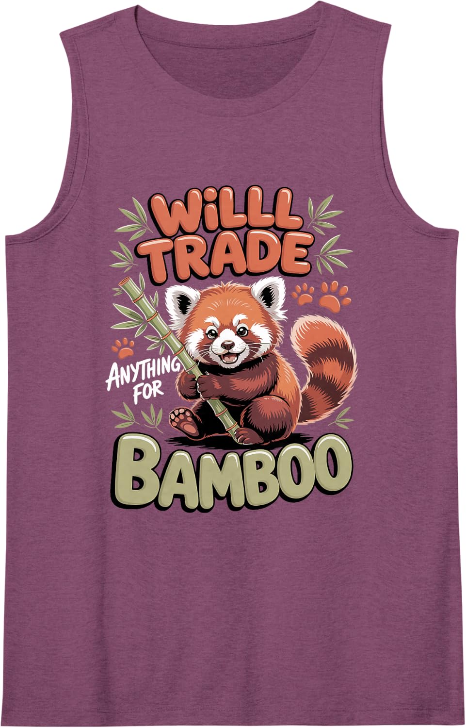 Will Trade Anything for Bamboo Red Panda Wildlife Sleeveless Tank Top - Purple