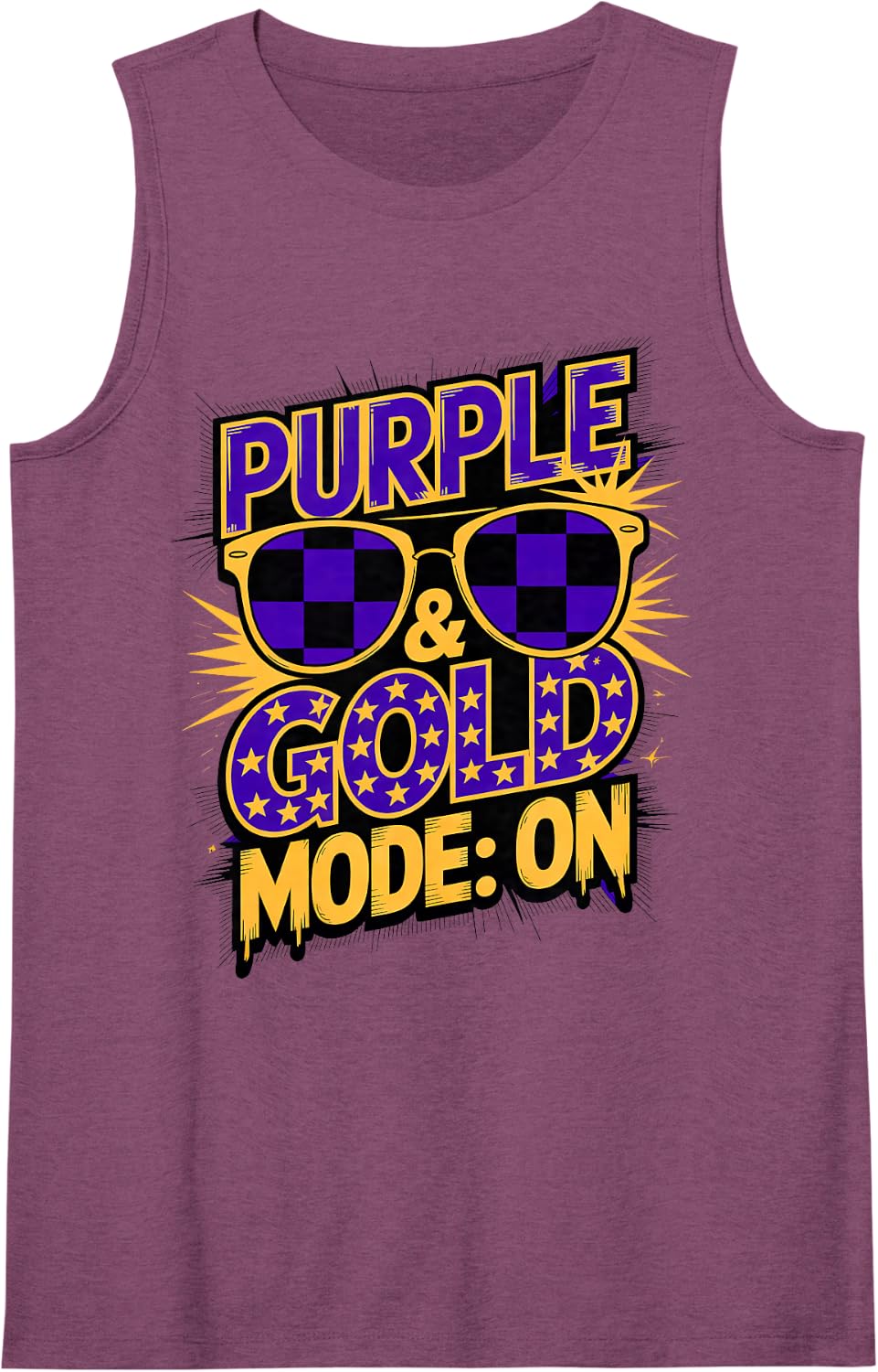Purple Gold Mode ON Game Day Squad Spirit Week School Sleeveless Tank Top - Purple