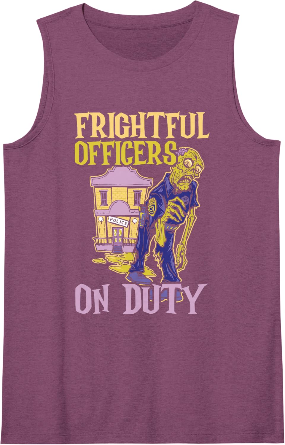 Frightful Officers on Duty Scary Policeman Spooky Halloween Sleeveless Tank Top - Purple
