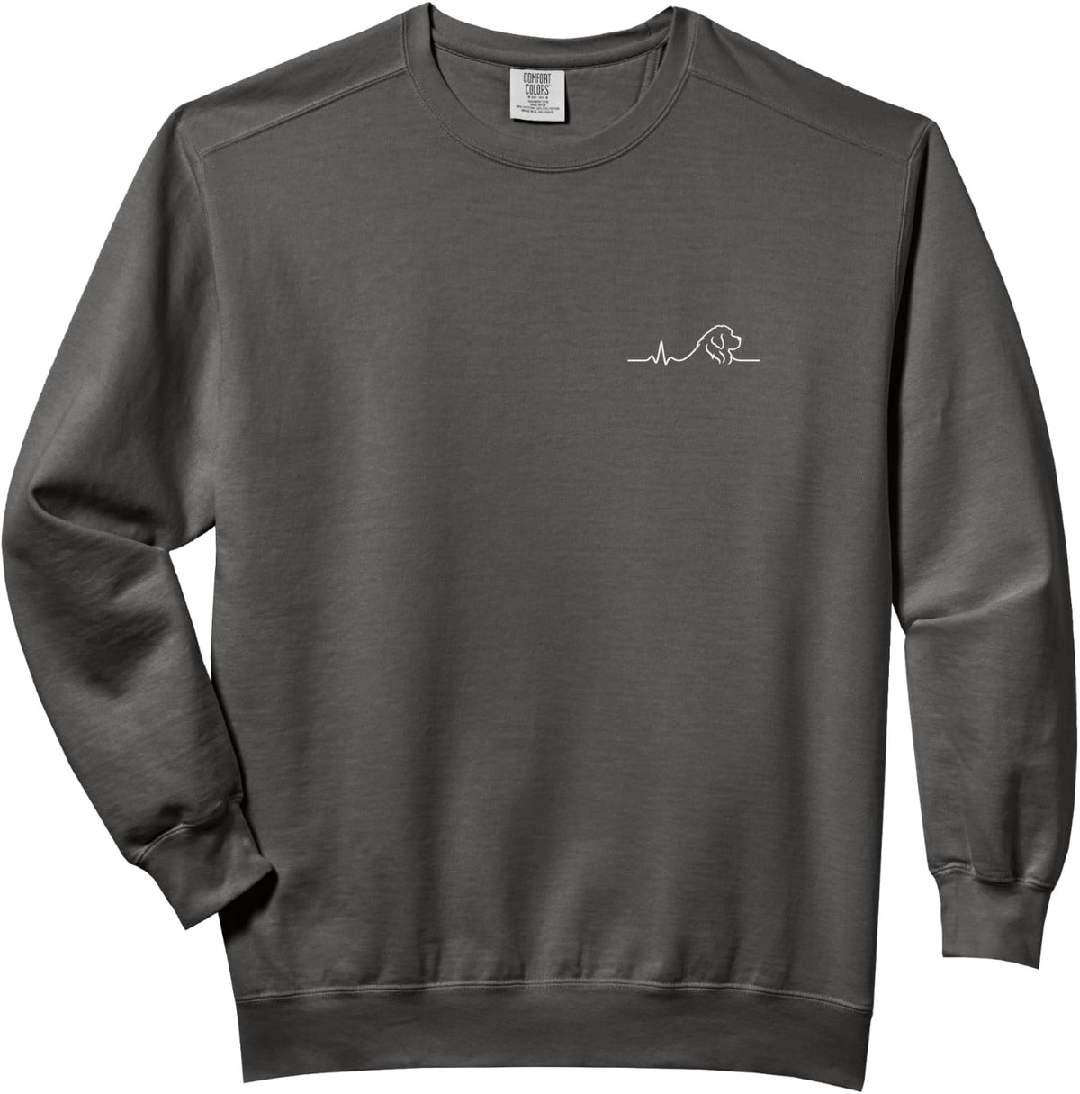 Newfoundland Heartbeat Minimalist Dog Lover Design Comfort Colors Adult Sweatshirt - Adult Unisex Pepper