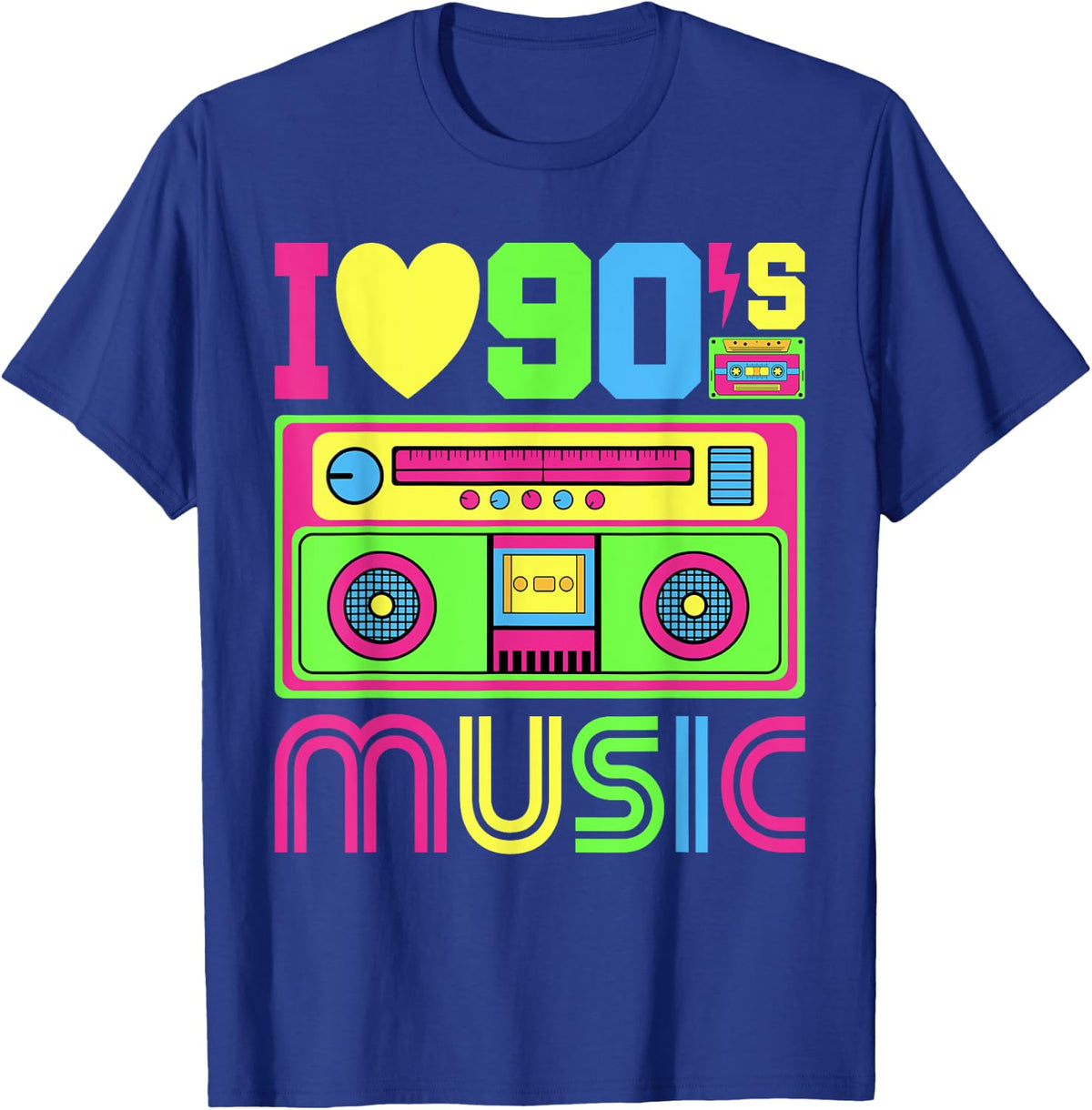 I Love 90's Music 1990s Themed Party 90's Outfit 90s Costume T-Shirt - Royal Blue