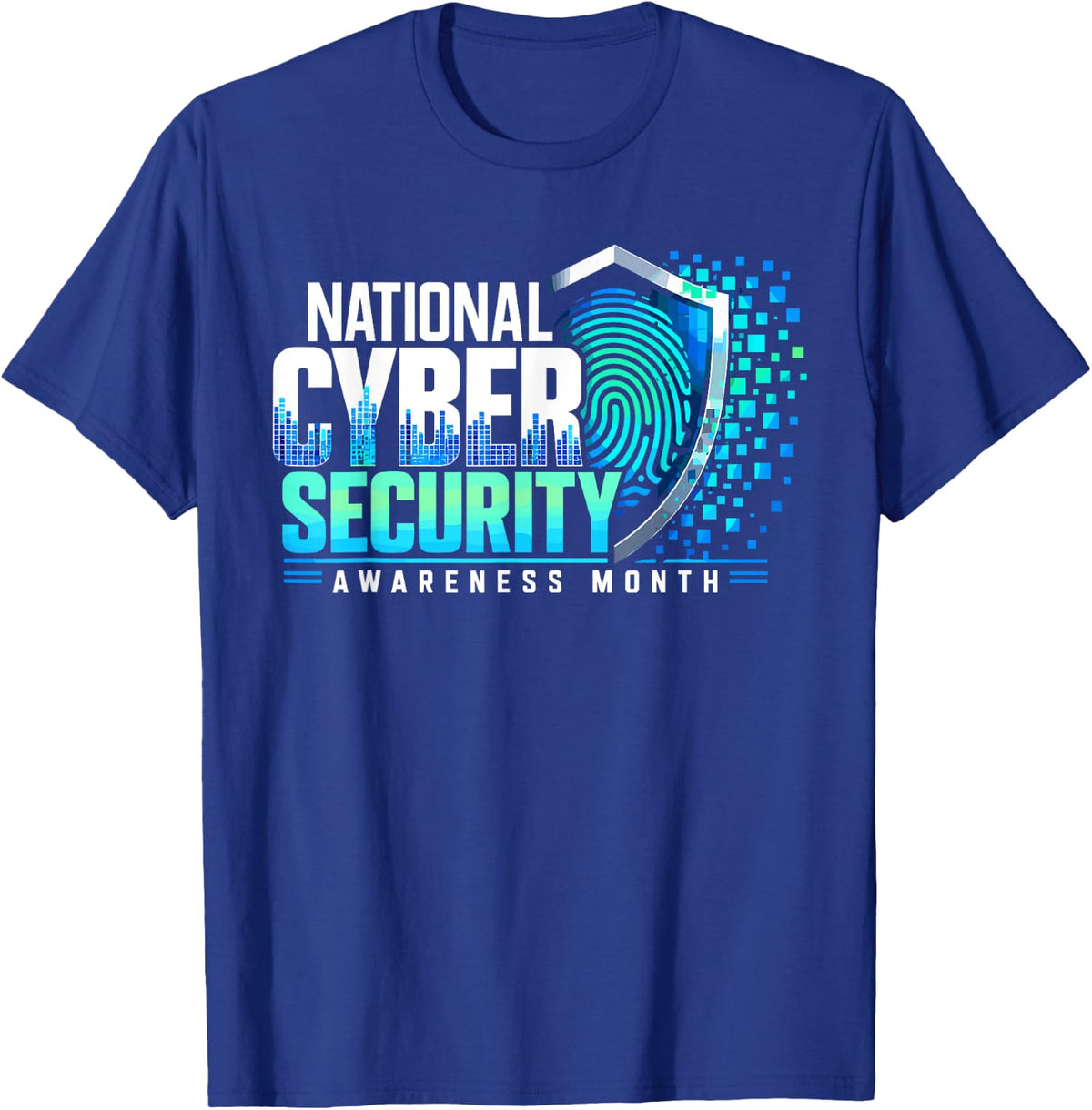 Cybersecurity Fingerprint Digital Security Awareness T-Shirt - Royal Blue