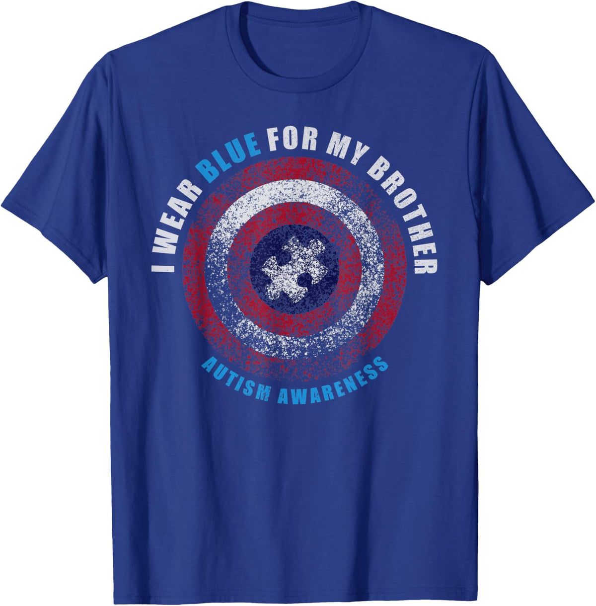 I Wear Blue For My Brother Sibling Autism Awareness Apparel T-Shirt - Royal Blue