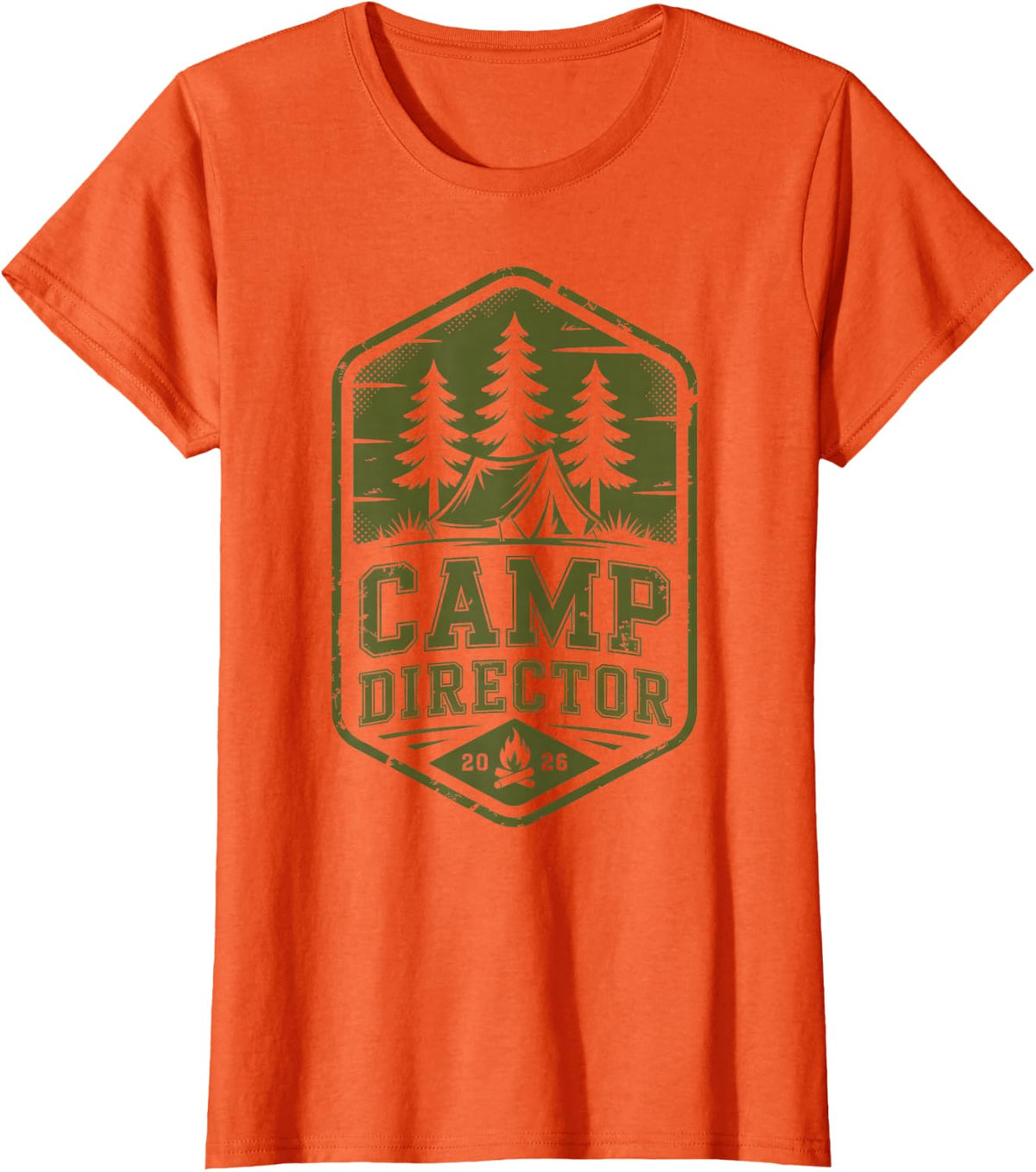 Retro Camp Director Camping Chaos Coordinator Crew Staff T-Shirt - Orange