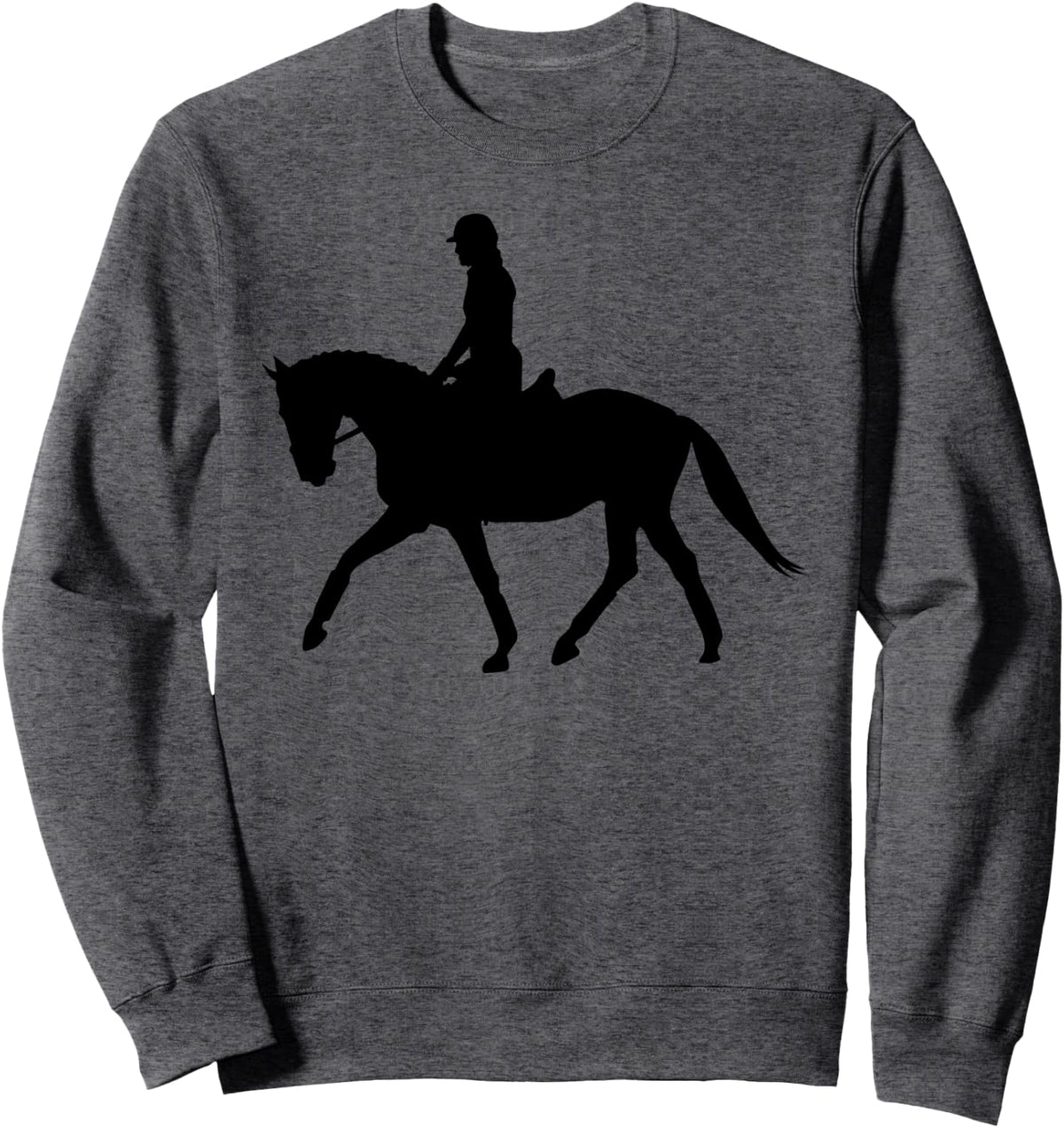 Silhouette Dressage Show Rider Horseback Riding Equestrian Sweatshirt - Adult Unisex Dark Heather Grey