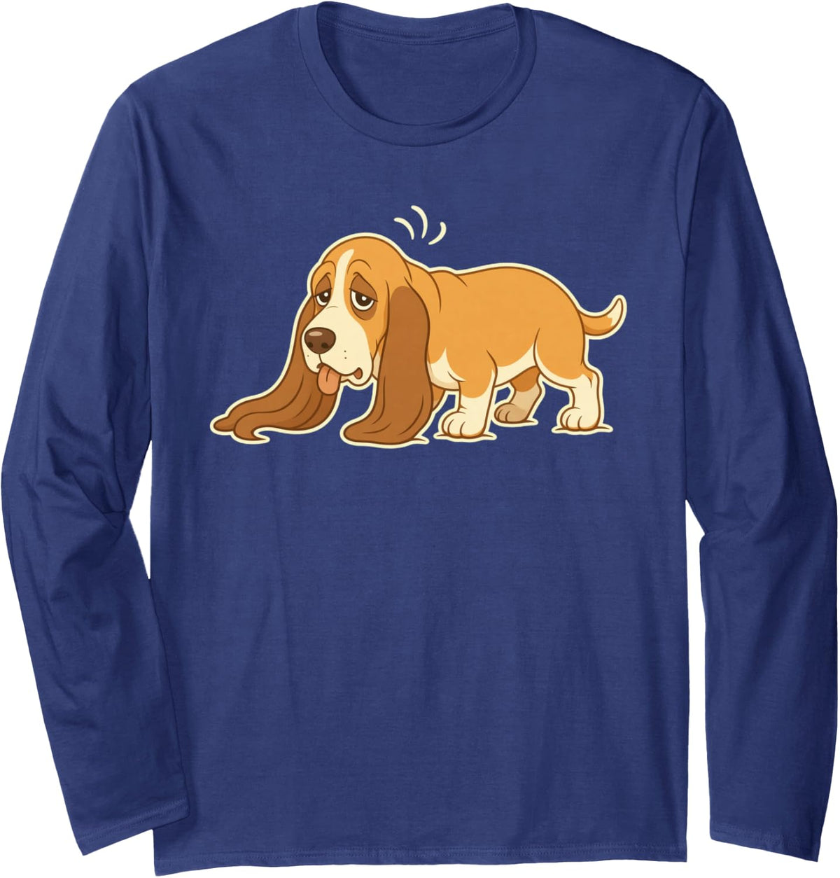 Basset Hound Shirt Funny Basset Mom Dad Dog Owner Gift Long Sleeve T-Shirt - Adult Unisex Navy Blue