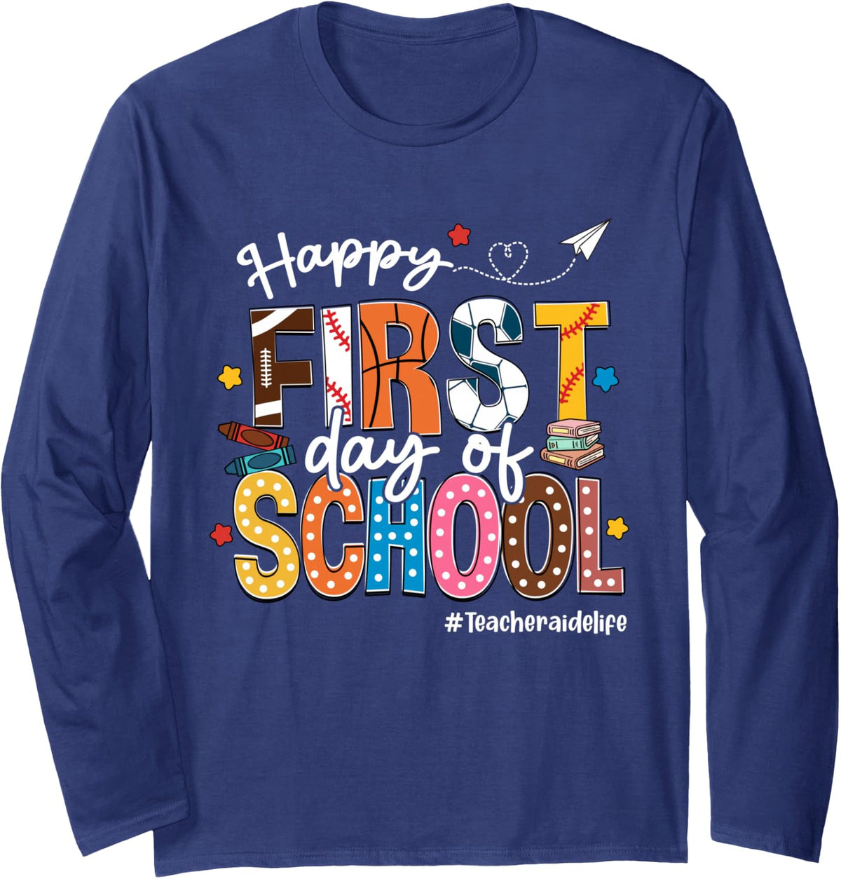 Funny Long Sleeve T-Shirt - Adult Unisex Navy Blue