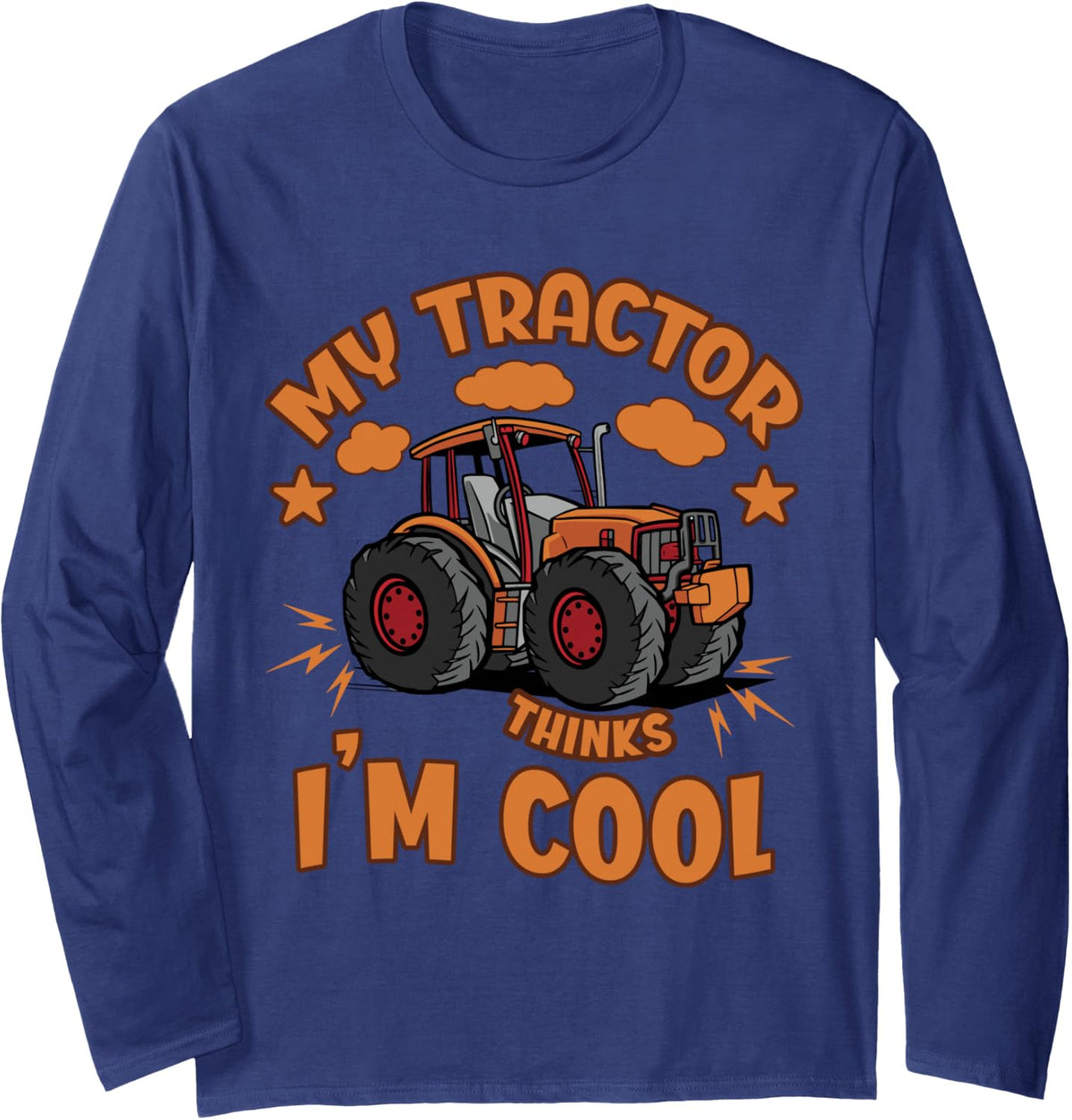Tractor Boys Farming Kids Farmer Tractor Lover Long Sleeve T-Shirt - Adult Unisex Navy Blue