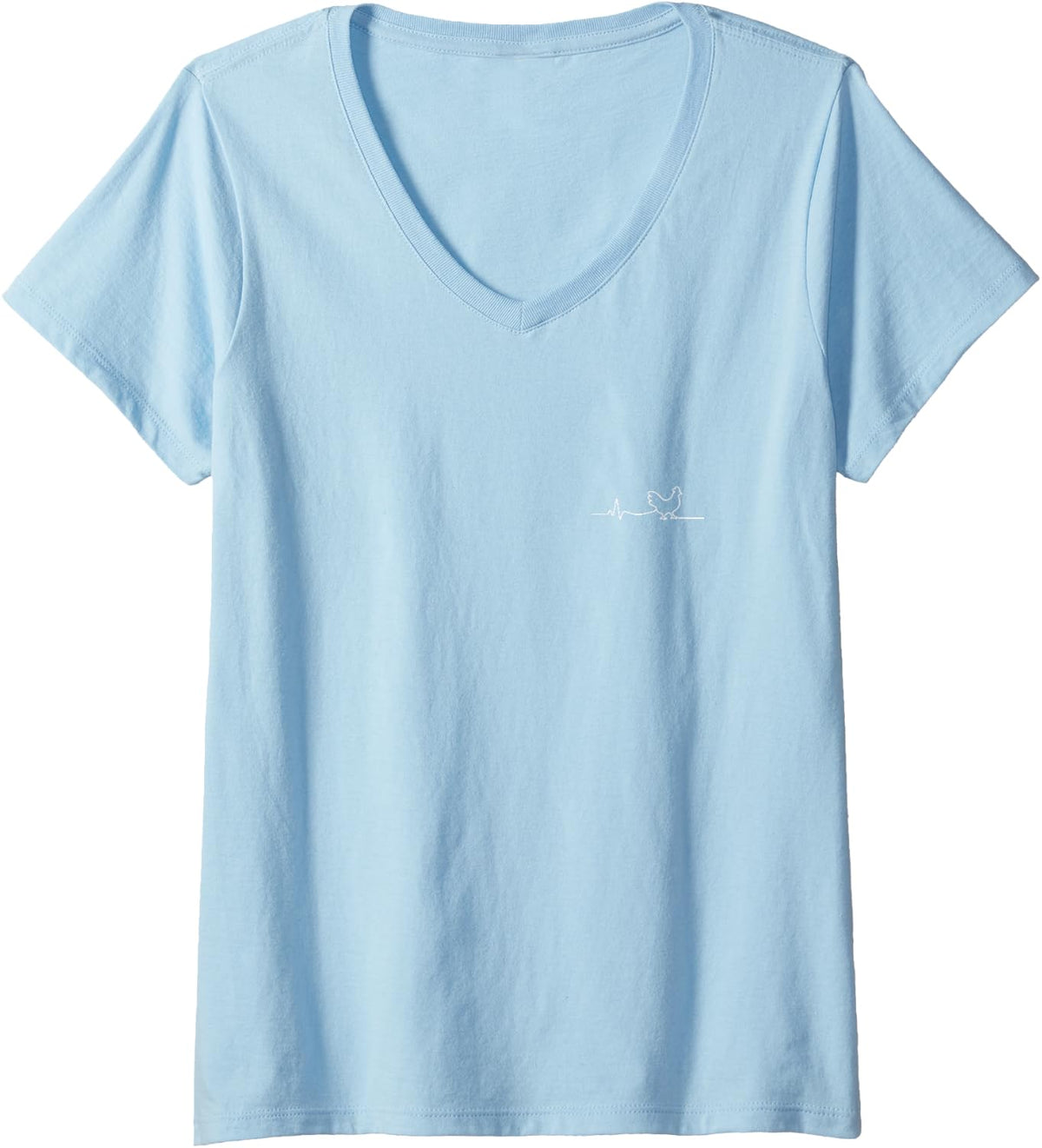 Women's Homesteading Heartbeat Minimalist Country Design V-Neck T-Shirt - Baby Blue