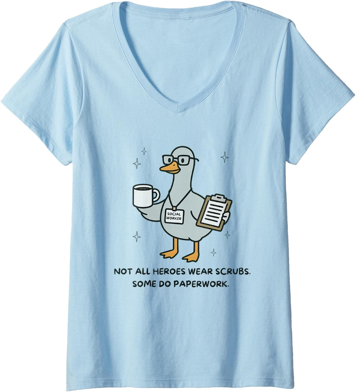Women's Women Social Worker Silly Goose Back to School LCSW LMSW V-Neck T-Shirt - Baby Blue