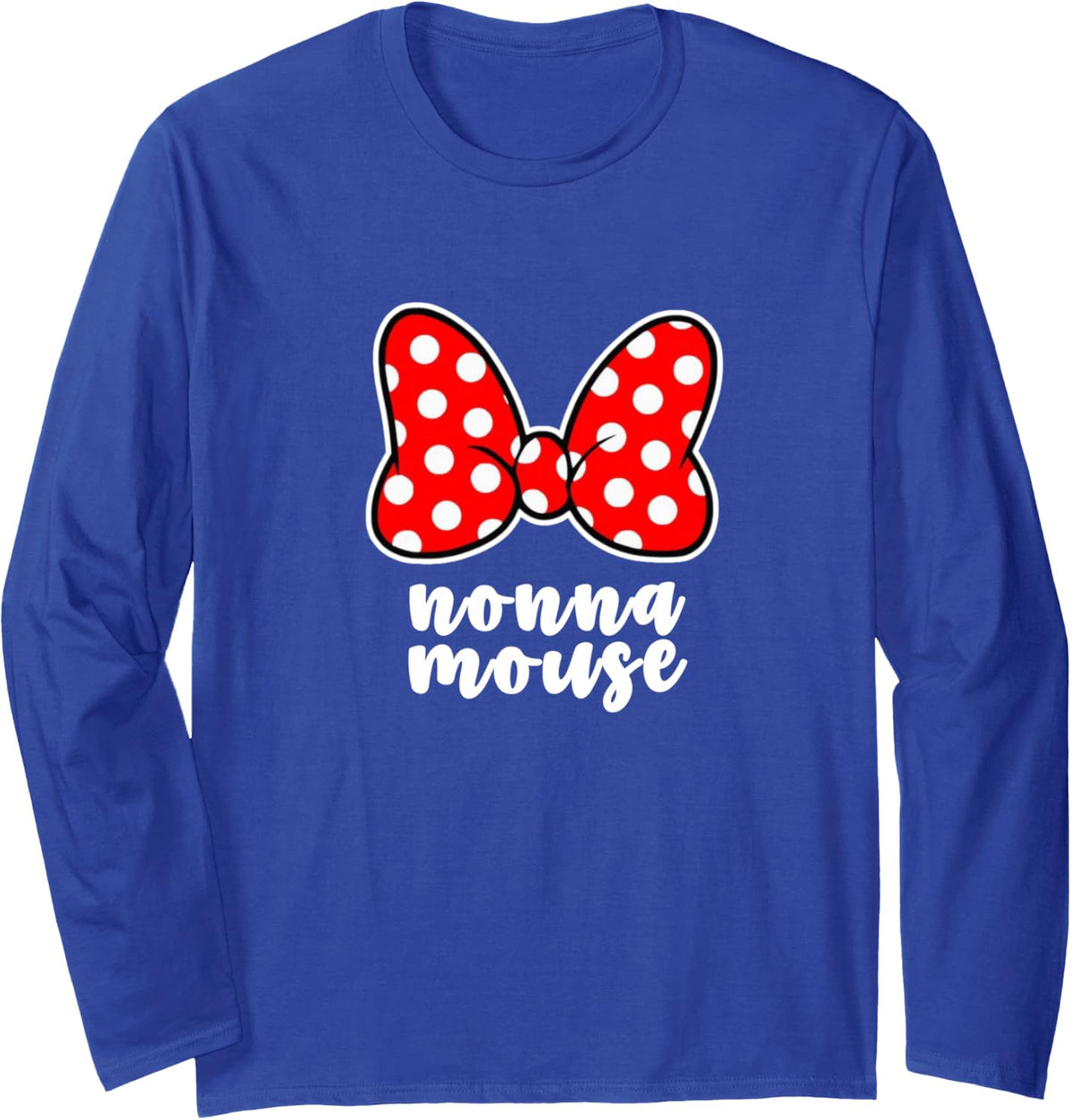 Womens Nonna Mouse Family Vacation Bow Long Sleeve T-Shirt - Adult Unisex Royal Blue