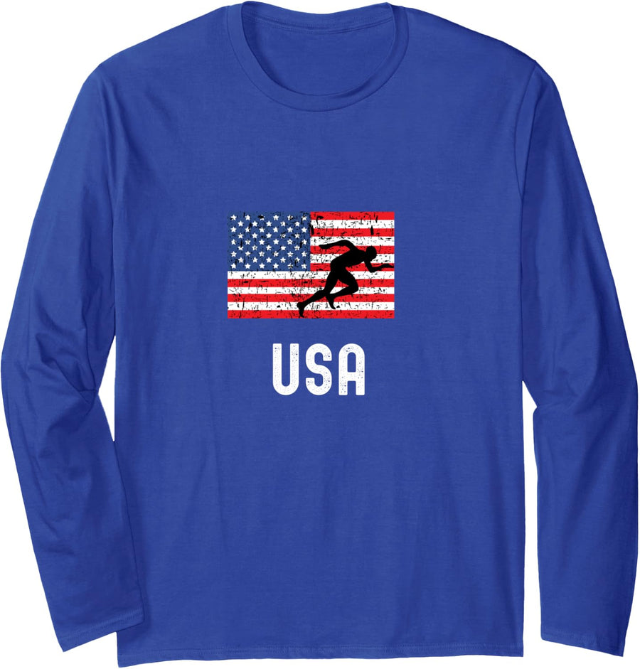 Track and Field Team USA 2021 Long Sleeve T-Shirt - Adult Unisex Royal Blue