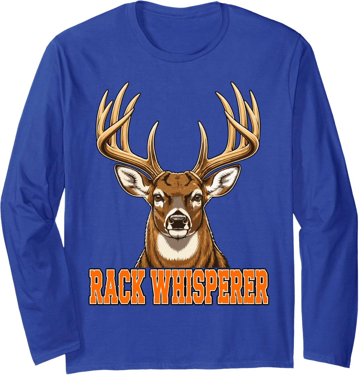 Whitetail Deer Rack Buck Hunter Long Sleeve T-Shirt - Adult Unisex Royal Blue