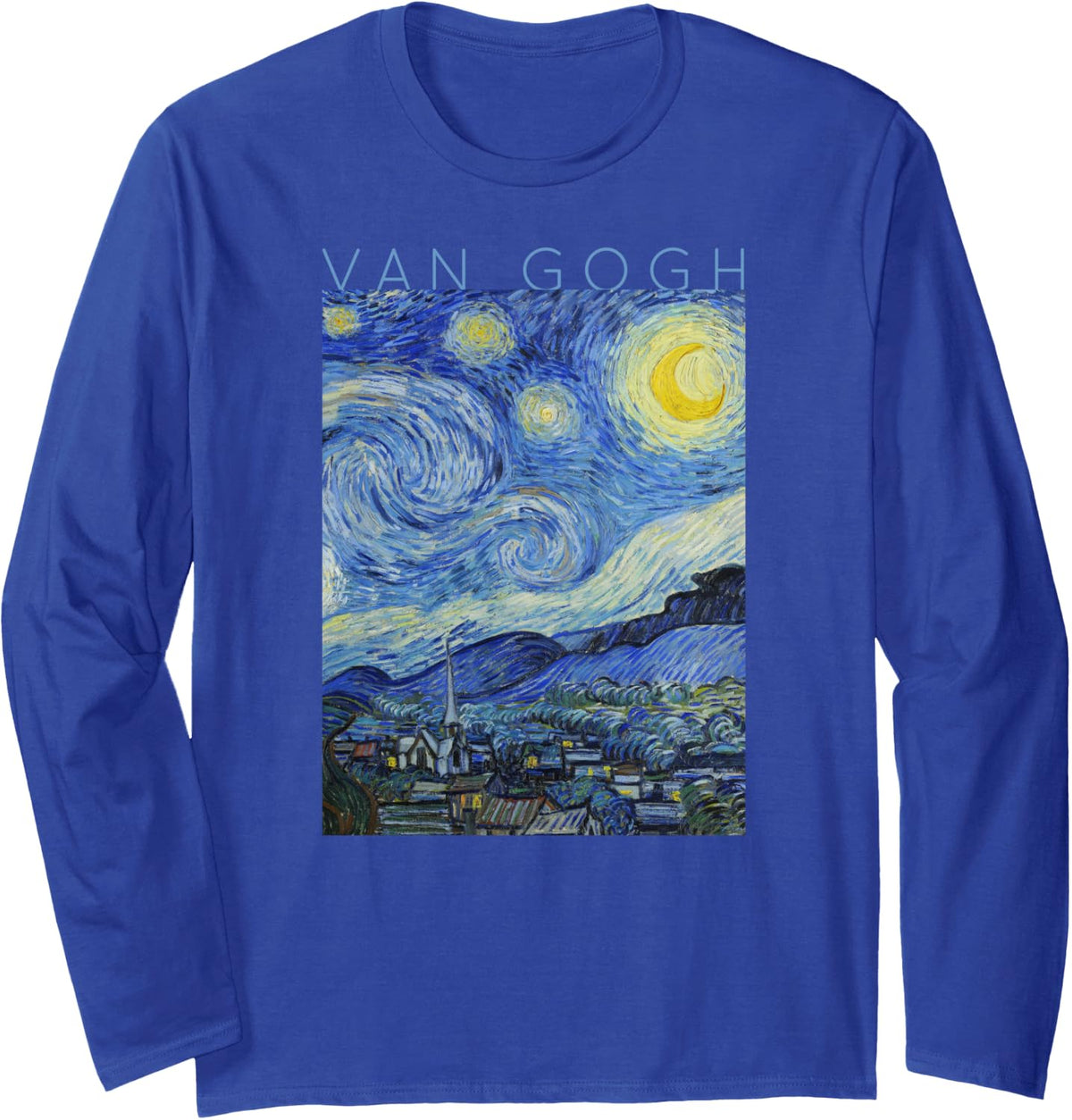 Van Gogh Starry Night - Art for Artists Long Sleeve T-Shirt - Adult Unisex Royal Blue