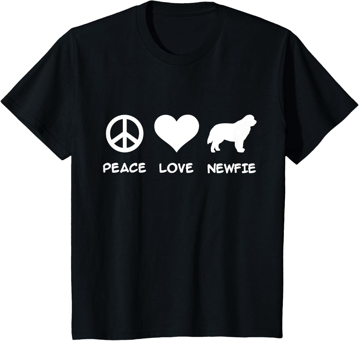 Peace, Love, Newfie T-Shirt - Black