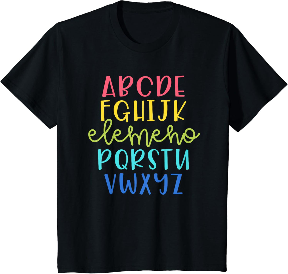 Cute Teacher Shirt - Alphabet Shirt - Elemeno T-Shirt - Black