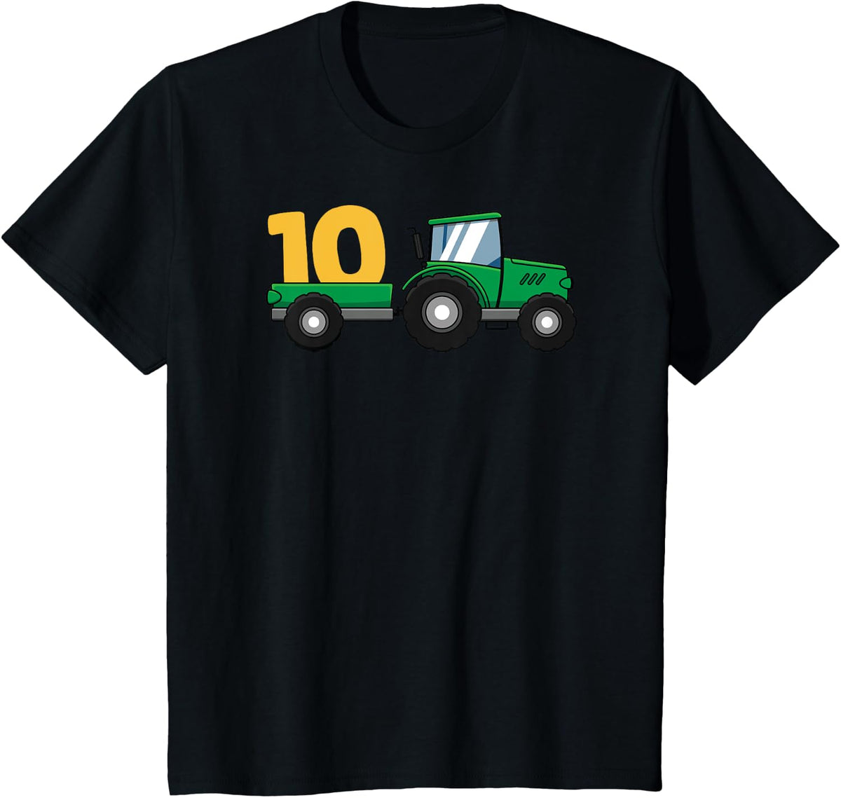 10 Year Old 10th Birthday Funny Farming trucks & Tractors T-Shirt - Black