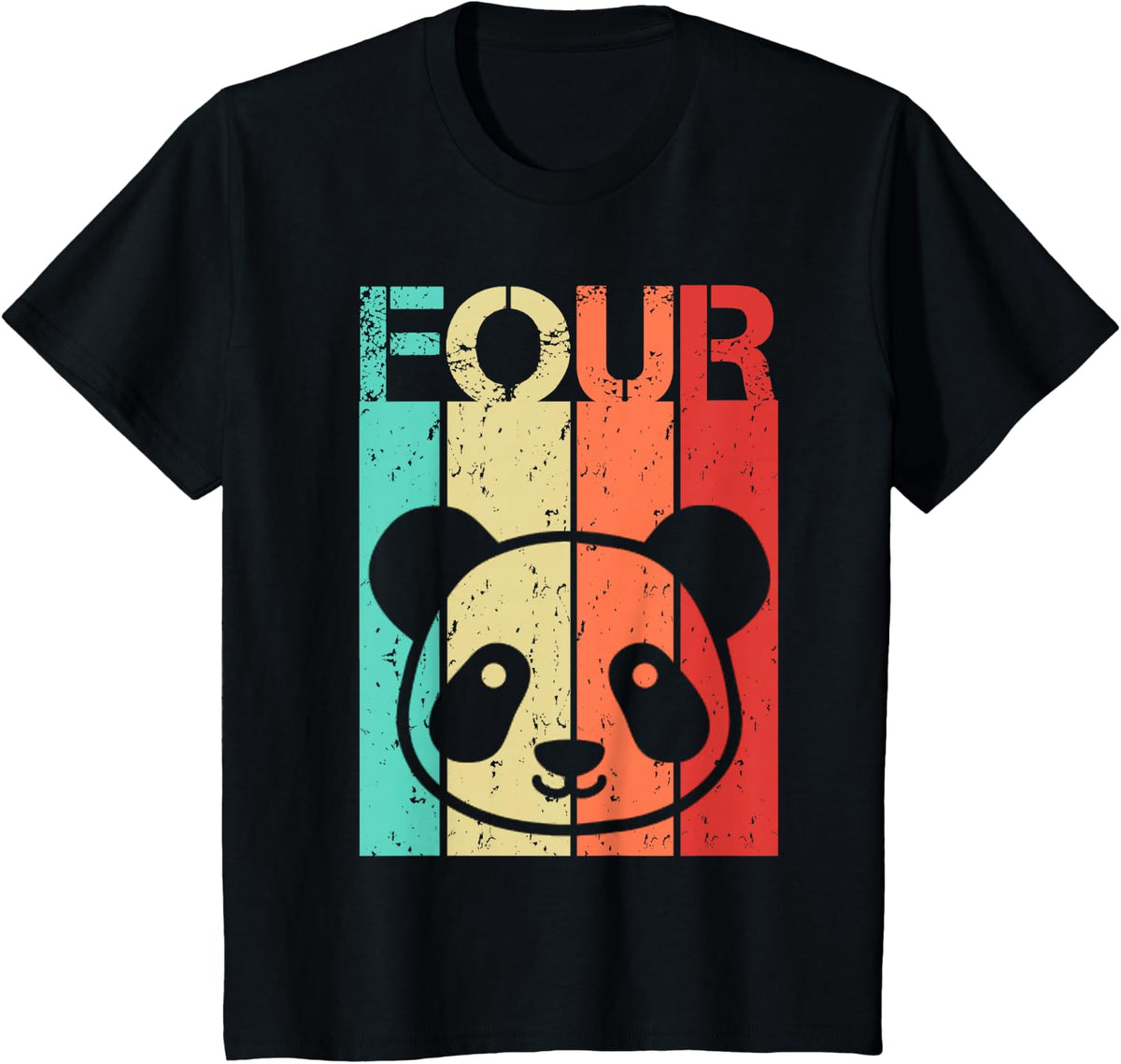 Panda 4 Birthday Boy Girl Panda 4 Year Old T-Shirt - Black