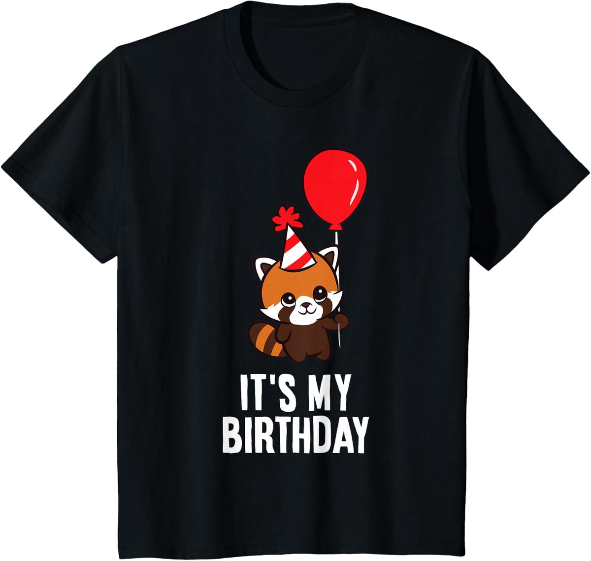 It's My Birthday Red Panda Birthday Party T-Shirt - Black