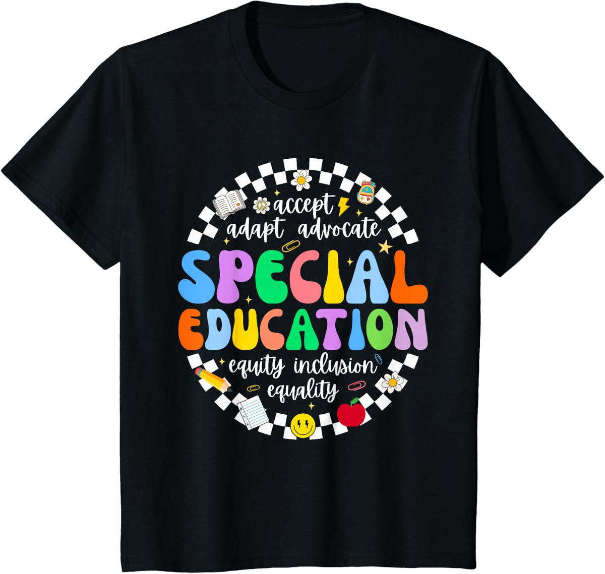 Special Education Teacher SPED Squad Team Kids Men Groovy T-Shirt - Black