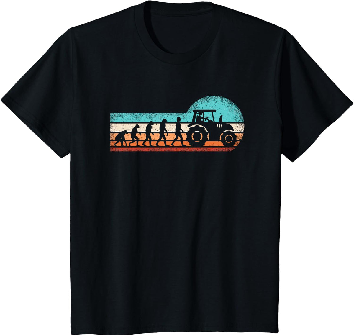 Farmer Evolution Tractor T-Shirt Funny Agriculture Farming Tee Gift For Men Women - Black