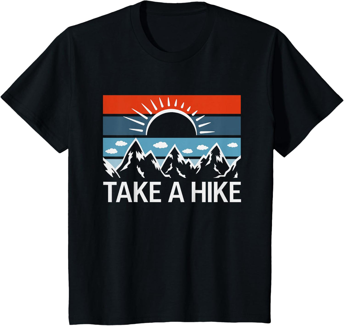 Take a Hike Vintage Mountain Sunset Retro Hiking T-Shirt - Black