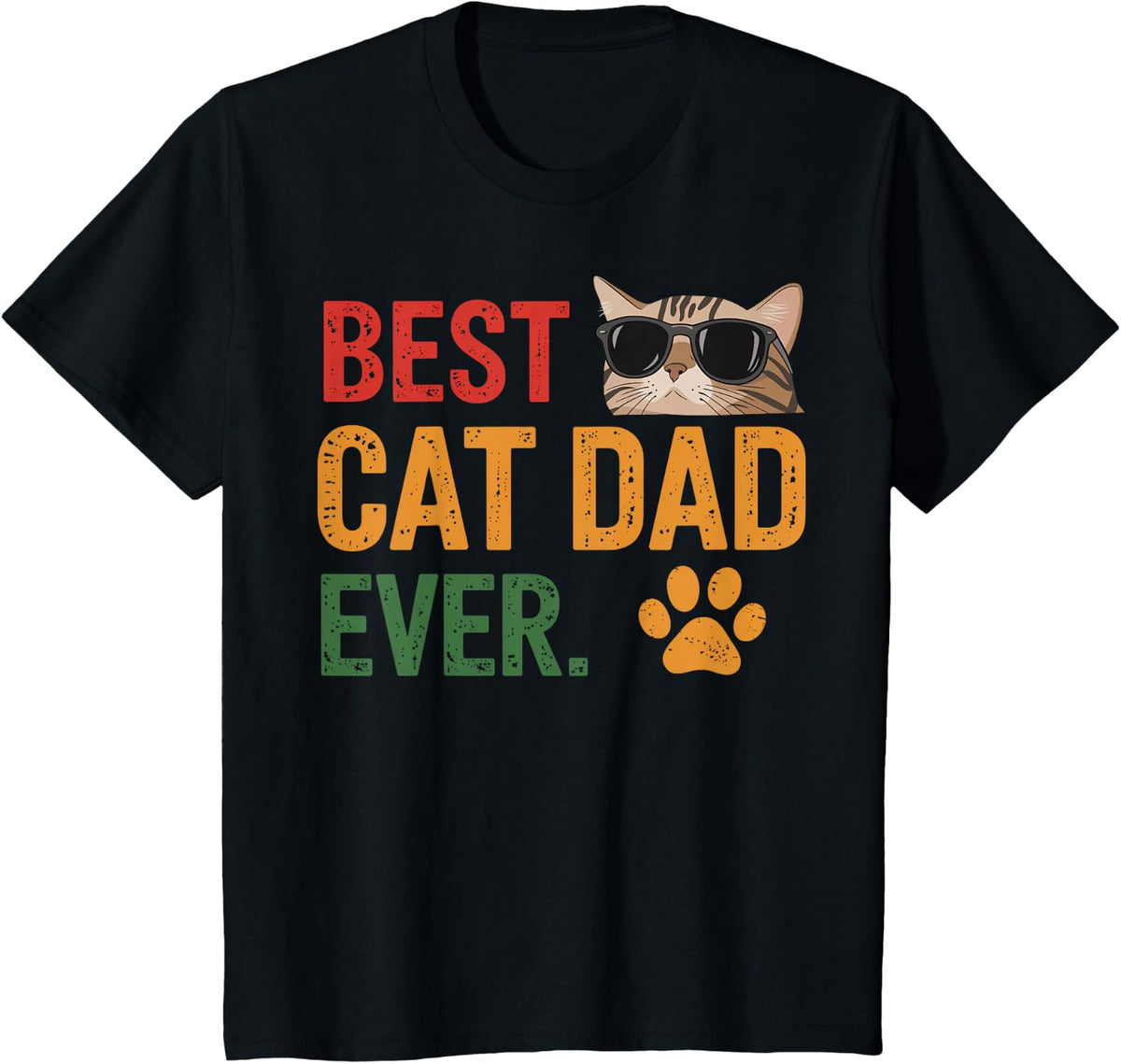 Best Cat Dad Ever Funny Gifts For Men Daddy Father Cat Lover T-Shirt - Black