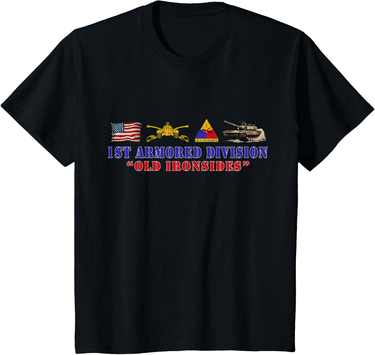 1st Armored Division Old Ironside Fort Bliss Texas Patriotic T-Shirt - Black