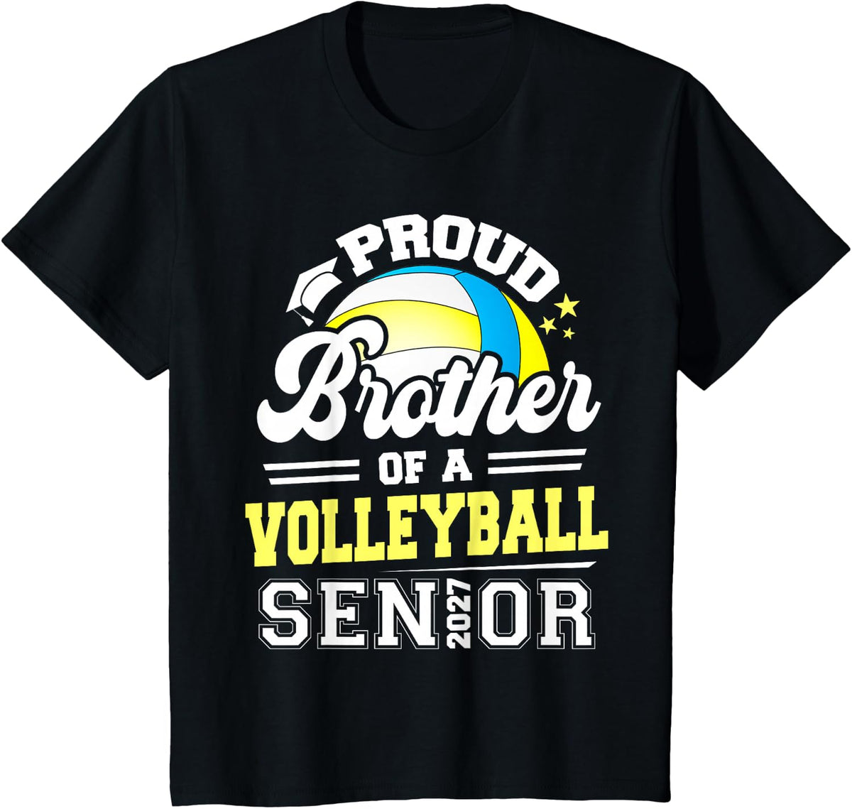 Proud Brother of A Volleyball Senior 2027 Graduate T-Shirt - Black