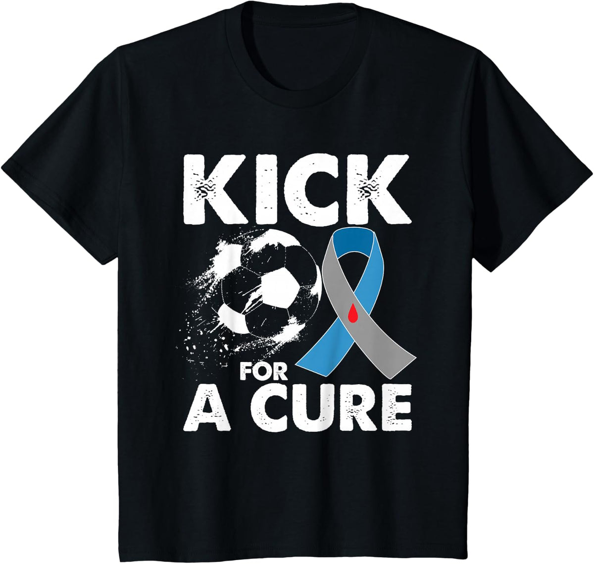 Kick For A Cure Soccer Type 1 T1D Diabetes Awareness Month T-Shirt - Black