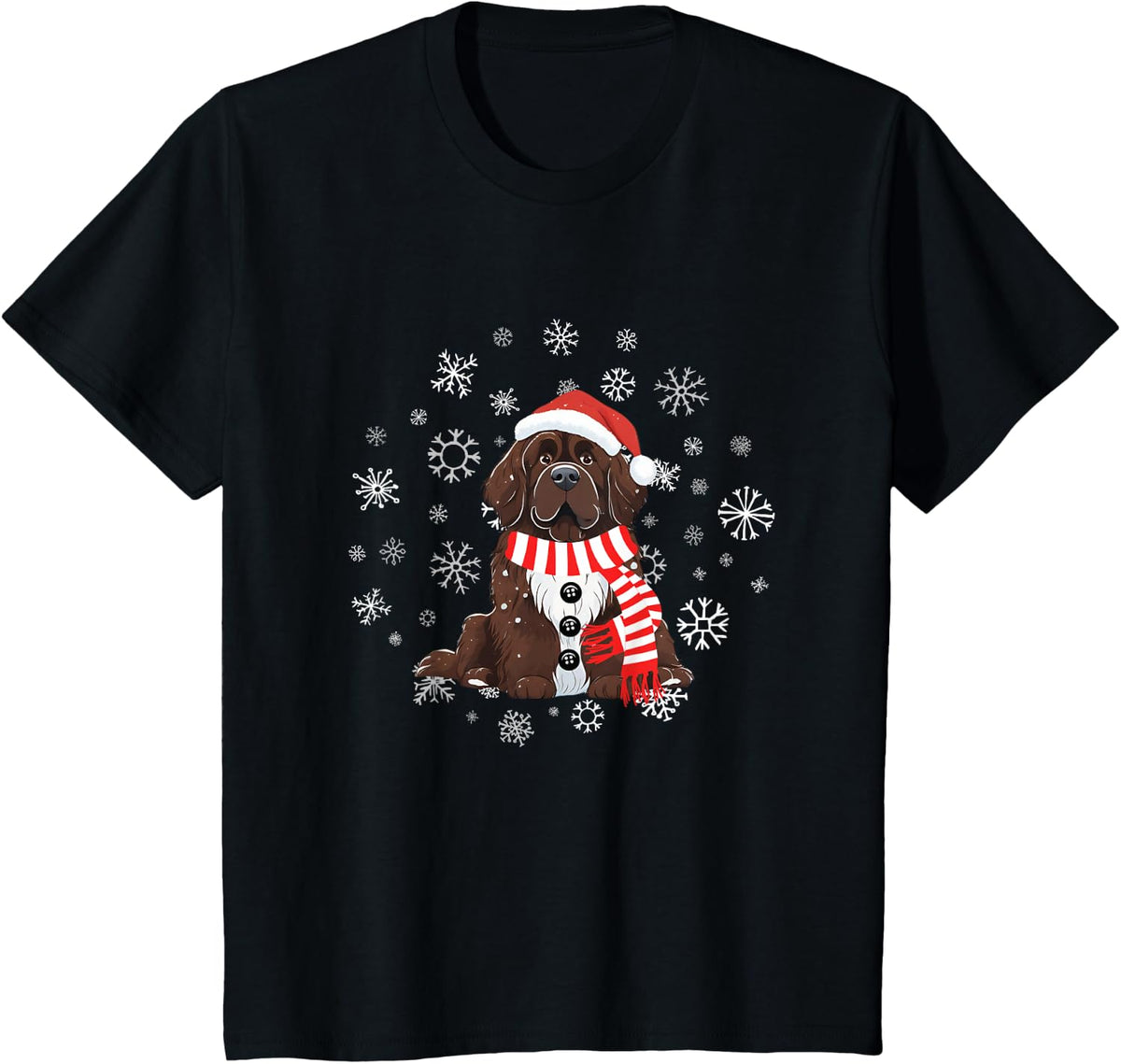 Snow Newf Brown Newfoundland Dog Lovers Men Women Kids T-Shirt - Black