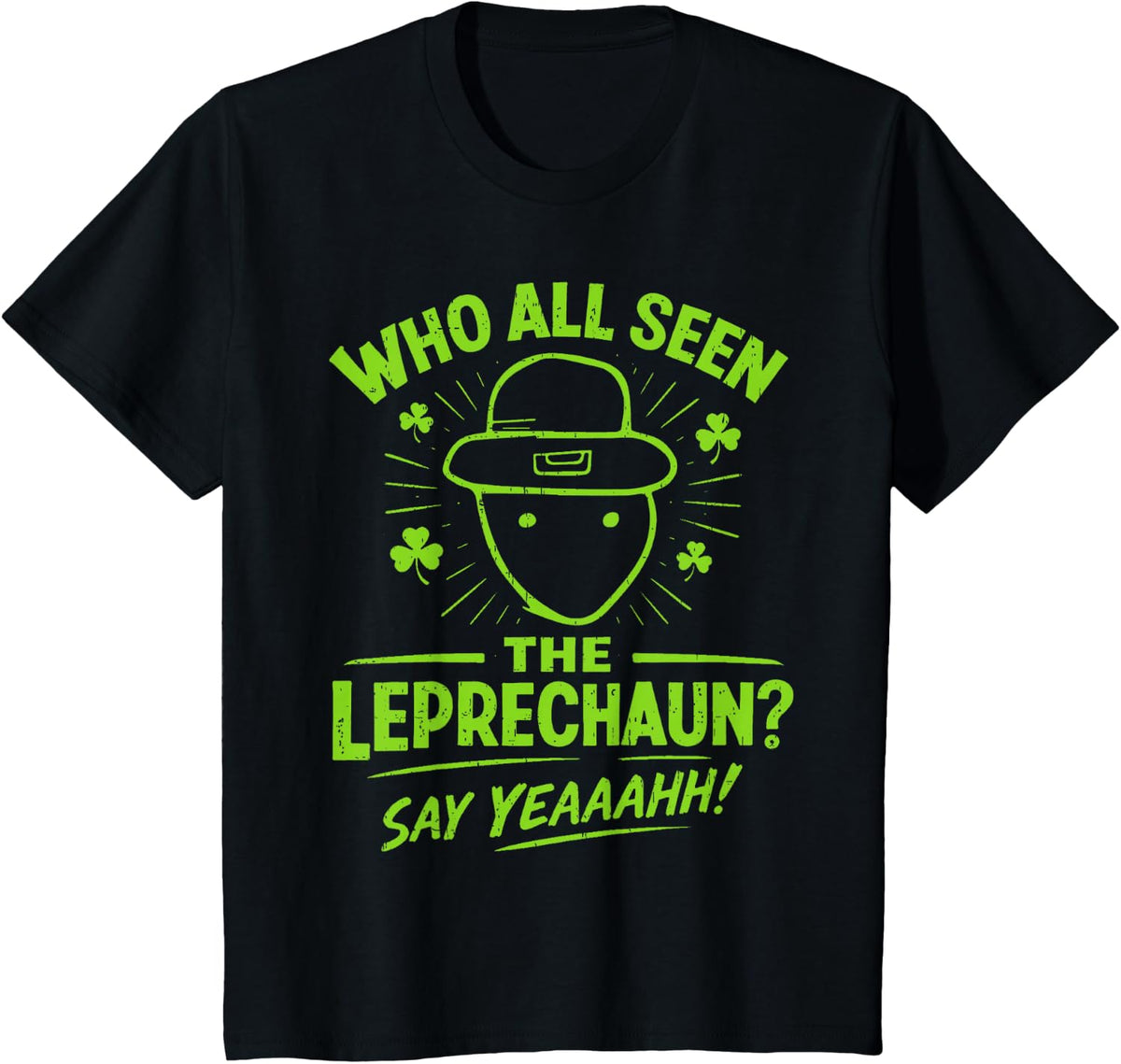 Funny Leprechaun Amateur Sketch Meme Irish St Patrick's Day T-Shirt - Black