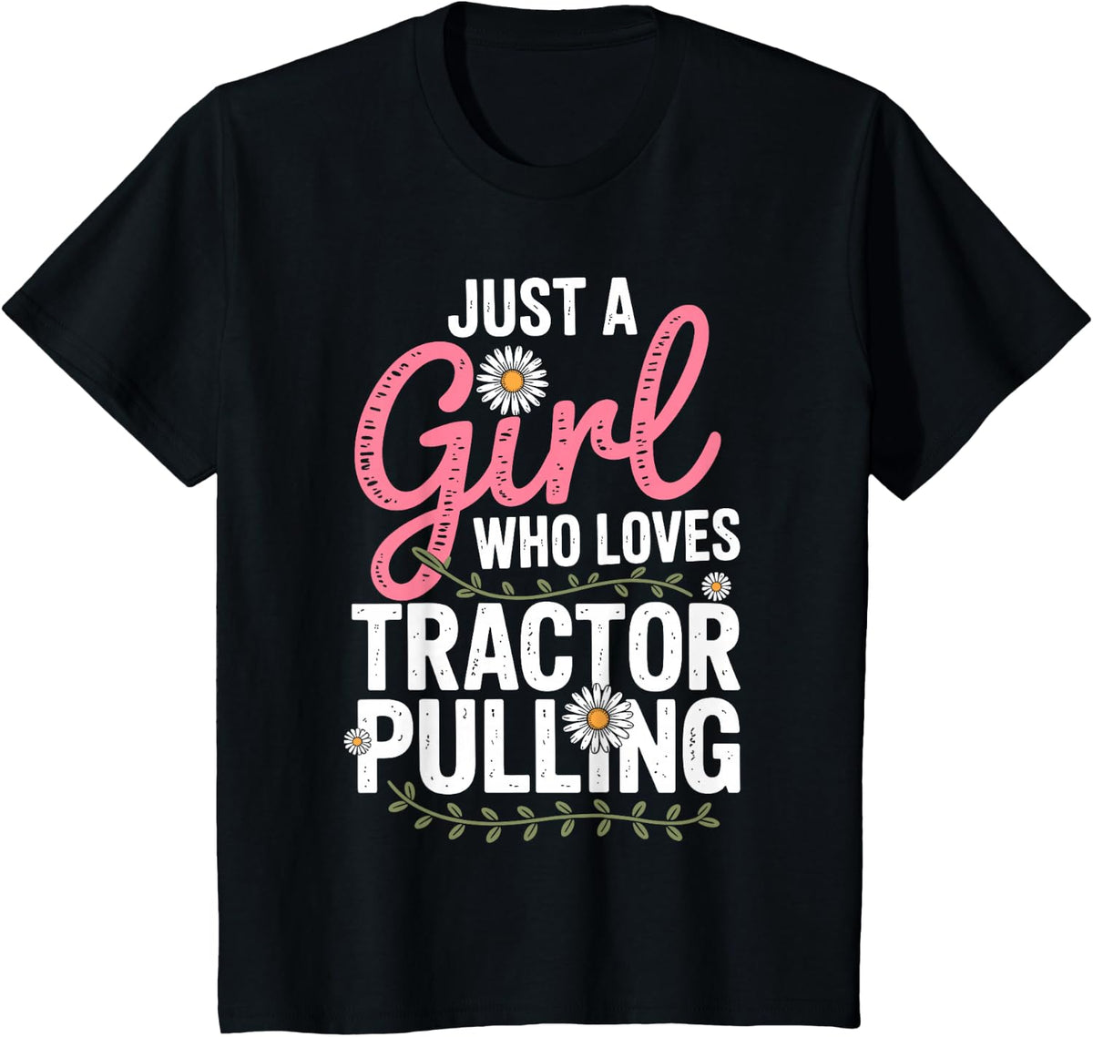 Funny Tractor Pulling Art for Women Girls Mom Tractor Puller T-Shirt - Black