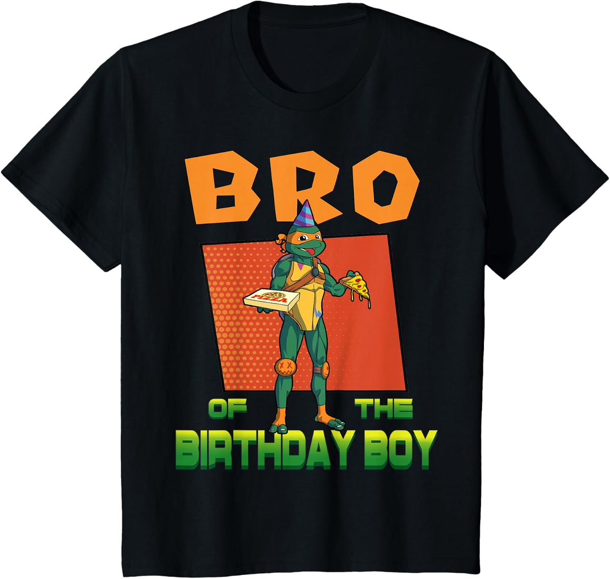 Mikey Brother of the Birthday Boy Pizza Theme Party T-Shirt - Black